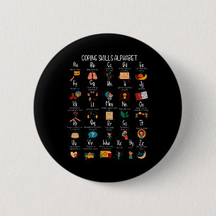 Abc Coping Skills Alphabet Self Care Mental Health 6 Cm Round Badge