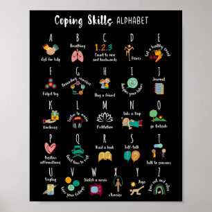 Abc Coping Skills Alphabet Self Care Mental Health Poster