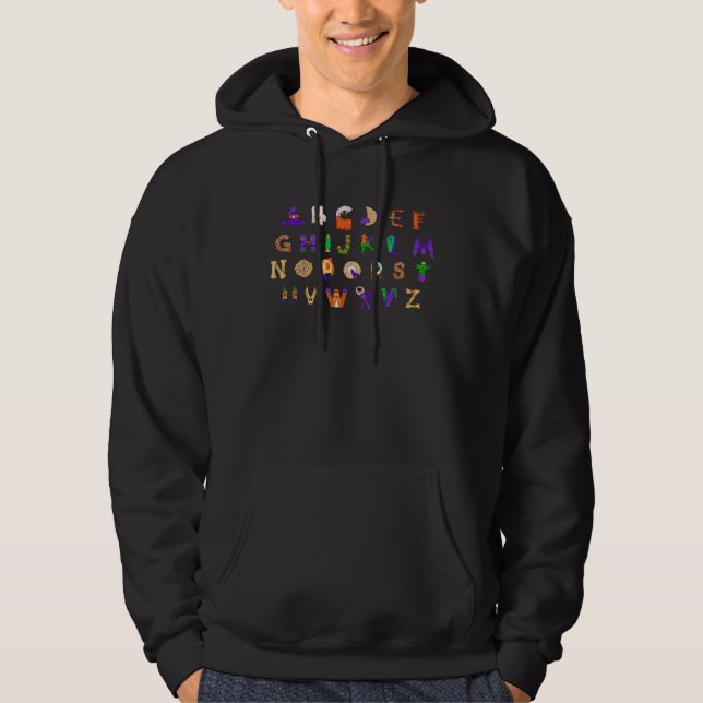 ABC Cute Halloween Alphabet  Halloween Teacher Kid Hoodie (Front)