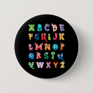 Abc Cute Monster Alphabet Halloween Teacher 6 Cm Round Badge