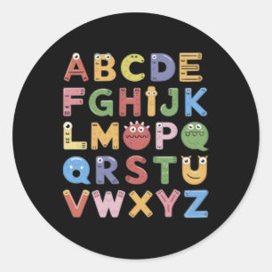 Abc Cute Monster Alphabet Halloween Teacher Costum Classic Round Sticker