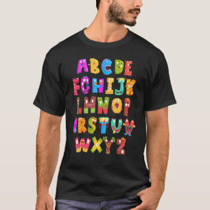 ABC Cute Monster Alphabet Halloween Teacher Costum T-Shirt