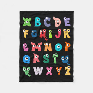 Abc Cute Monster Alphabet Halloween Teacher Fleece Blanket