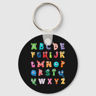 Abc Cute Monster Alphabet Halloween Teacher Key Ring