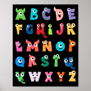 Abc Cute Monster Alphabet Halloween Teacher Poster