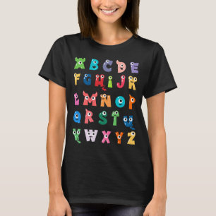 Abc Cute Monster Alphabet Halloween Teacher T-Shirt