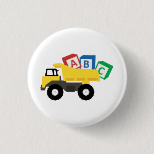 ABC Dump Truck Construction Trucks 3 Cm Round Badge