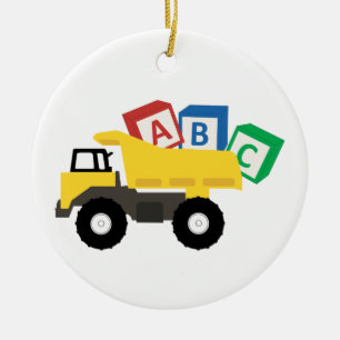 ABC Dump Truck Construction Trucks Ceramic Tree Decoration
