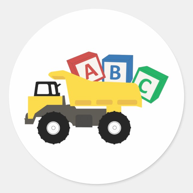 ABC Dump Truck Construction Trucks Classic Round Sticker (Front)
