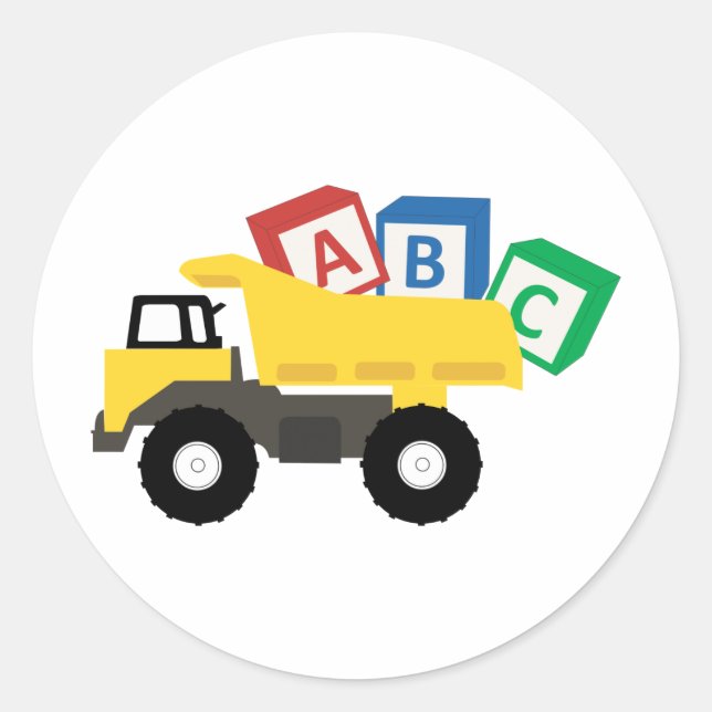 ABC Dump Truck Construction Trucks Classic Round Sticker (Front)