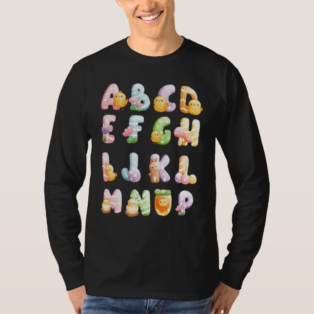 Abc Easter Alphabet Easter Animals Kids School Tea T-Shirt (Front)