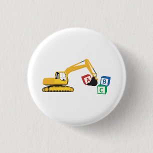 ABC Excavator Construction Truck 3 Cm Round Badge