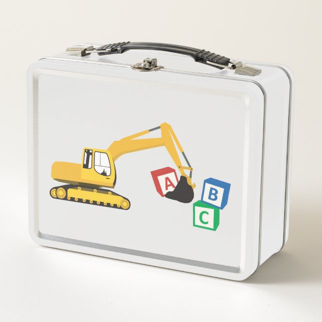 ABC Excavator Construction Truck  Metal Lunch Box (Front)