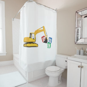 ABC Excavator Construction Truck Shower Curtain