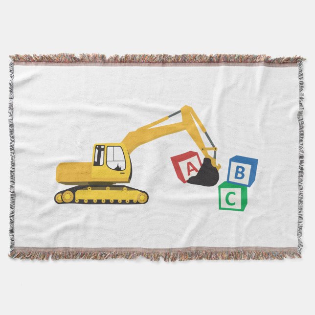 ABC Excavator Construction Truck Throw Blanket (Front)