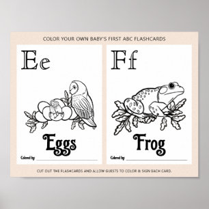 ABC Flashcards Baby Shower Colouring Activity Shee Poster