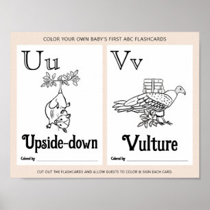 ABC Flashcards Baby Shower Colouring Activity Shee Poster