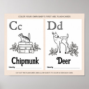 ABC Flashcards Baby Shower Colouring Activity Shee Poster