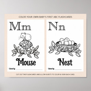 ABC Flashcards Baby Shower Colouring Activity Shee Poster