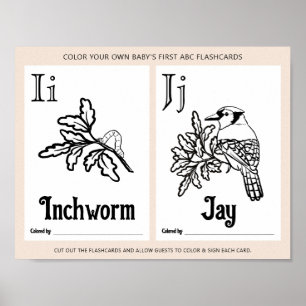 ABC Flashcards Baby Shower Colouring Activity Shee Poster