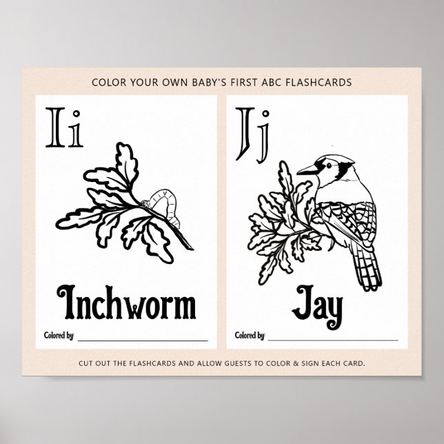 ABC Flashcards Baby Shower Colouring Activity Shee Poster (Front)