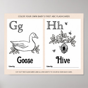 ABC Flashcards Baby Shower Colouring Activity Shee Poster