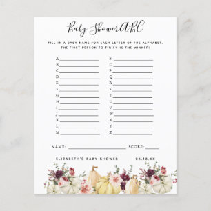 ABC Game Floral Pumpkin Baby Shower Game