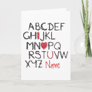 ABC I Heart You Personalised Valentine Holiday Card