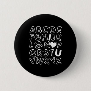 Abc I Love You Alphabet Teachers Day Valentines Da 6 Cm Round Badge