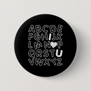 Abc I Love You Alphabet Teachers Day Valentines Da 6 Cm Round Badge