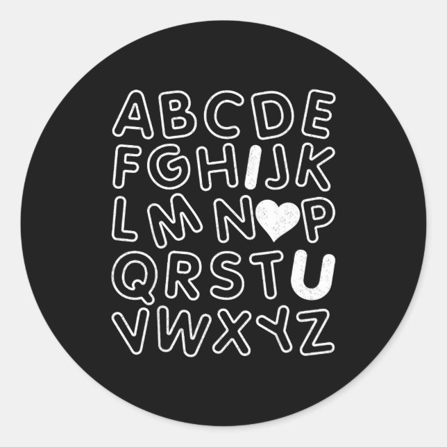Abc I Love You Alphabet Teachers Day Valentines Da Classic Round Sticker (Front)