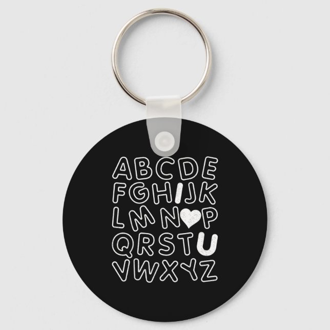 Abc I Love You Alphabet Teachers Day Valentines Da Key Ring (Front)