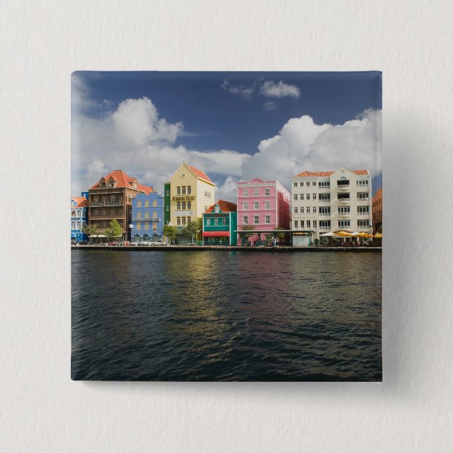 ABC Islands, CURACAO, Willemstad: Harborfront 15 Cm Square Badge (Front)