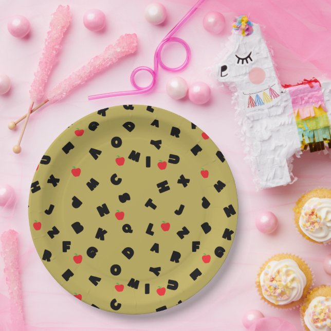 abc kindergarten letter safari wild tree school  paper plate (Party)