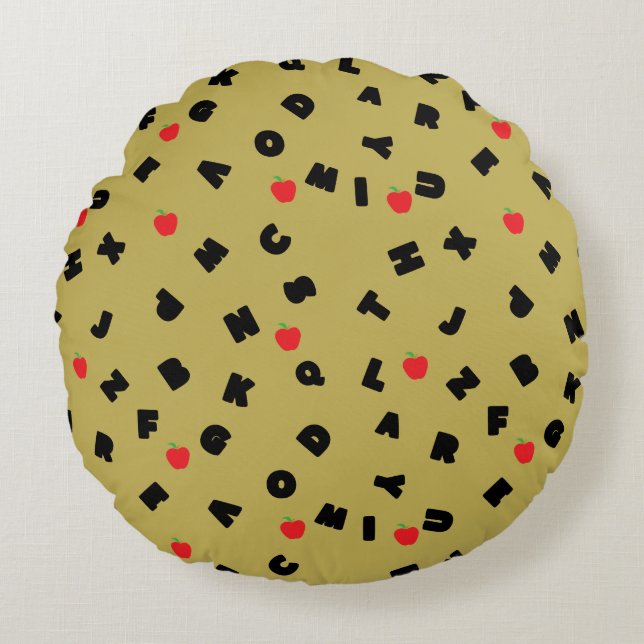 abc kindergarten letter safari wild tree school  round cushion (Front)