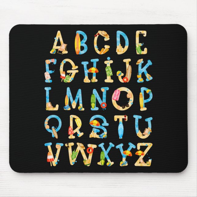 Abc Kindergarten Teacher Summer Beach End Of Schoo Mouse Mat (Front)