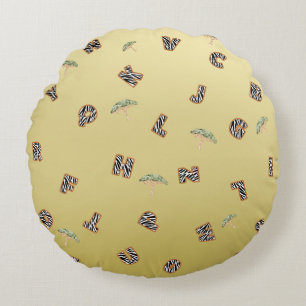 abc letter zebra safari wild zoo tree school kids round cushion