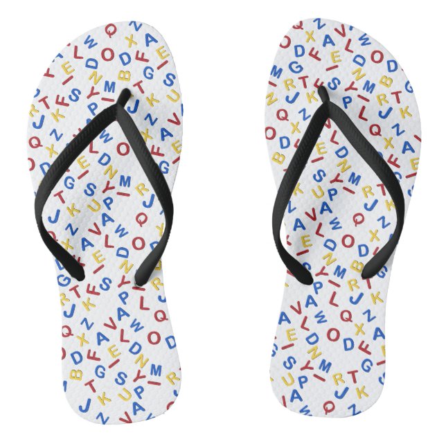 ABC Letters Red Blue Yellow Flip Flops (Footbed)