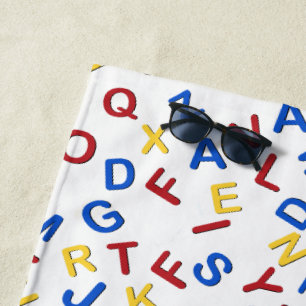 ABC Letters Red Yellow Blue Beach Towel