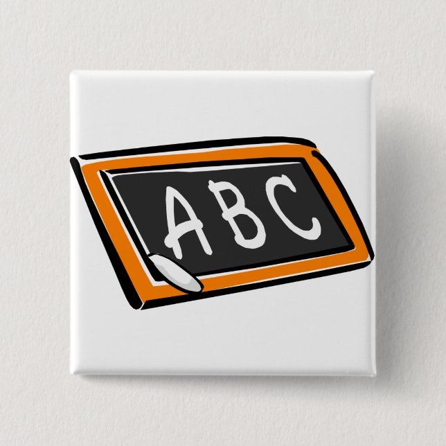 ABC On Blackboard 15 Cm Square Badge (Front)