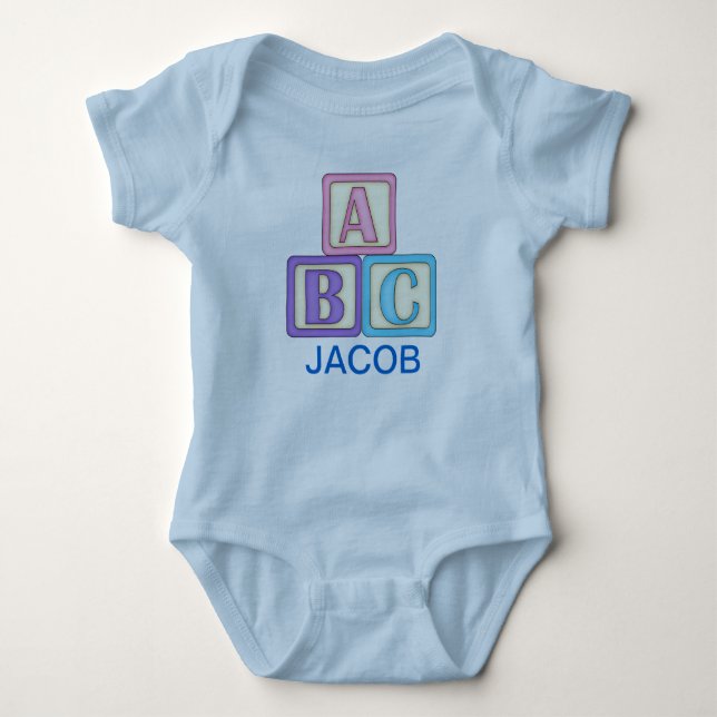 ABC Play Blocks with Customisable Text Baby Bodysuit (Front)