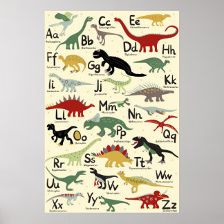 ABC Poster Dinosaurier Alphabet Kinderzimmer