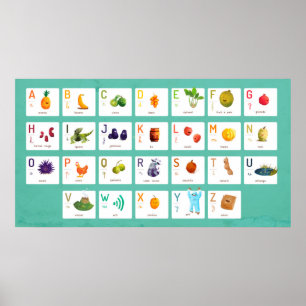 abc poster with fruit and vegetables in french