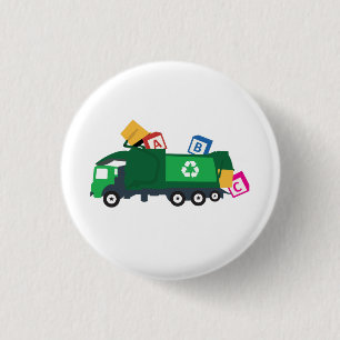 ABC Recycling Garbage Truck 3 Cm Round Badge