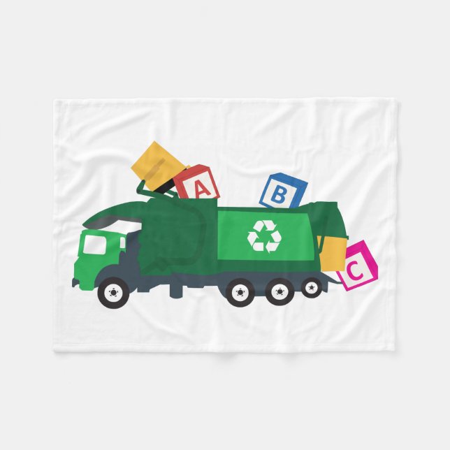 ABC Recycling Garbage Truck Fleece Blanket (Front (Horizontal))