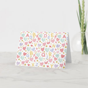 ABC Watercolor Hearts & Alphabet Card