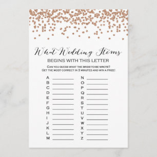 ABC Wedding Items Rose Gold Bridal Shower Game 5x7 Invitation