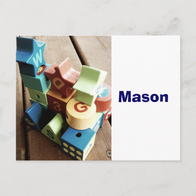 ABC Wooden Blocks with Kids Name Seating Cards (Front)