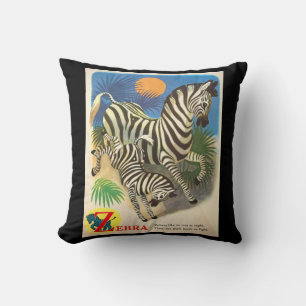 ABC 'Z' EBRA ILLUSTRATION VINTAGE 1940S CUSHION