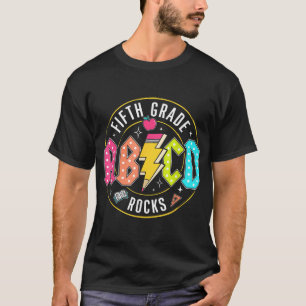Abcd 5Th Grade Rocks Pencil Lighting Bolt Teacher  T-Shirt